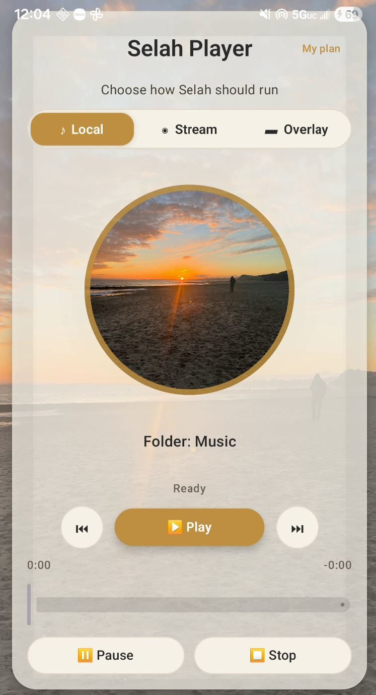 Selah Player Android local mode screenshot